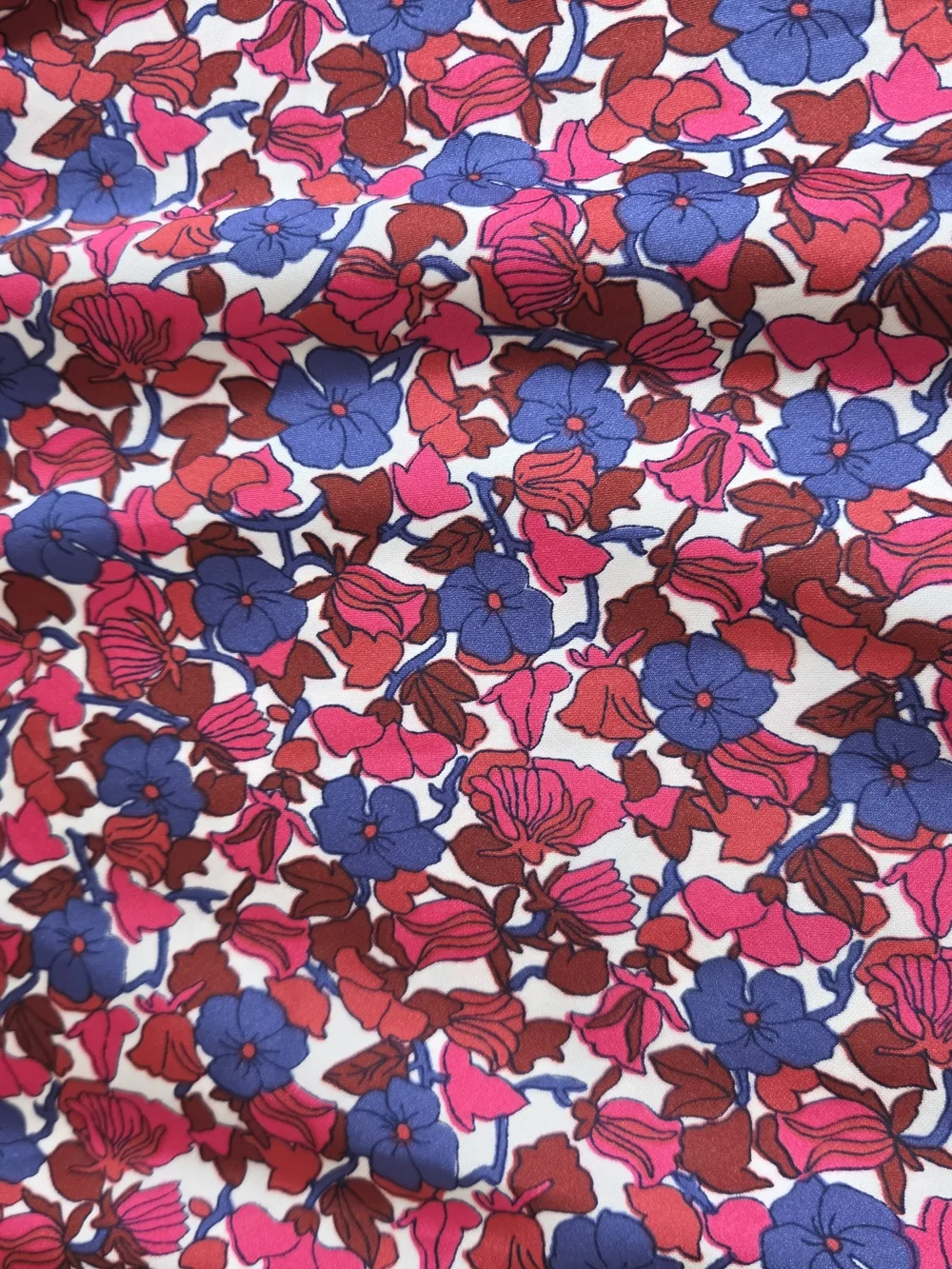 J.Crew Gwyneth Slip Skirt Berry Floral Midi A-Line Size M